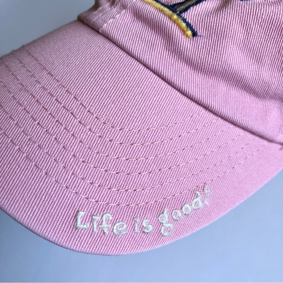 LIFE IS GOOD Chill Cap Hat Baseball Palm Tree Sunset Hammock Pink Women's - Picture 3 of 16